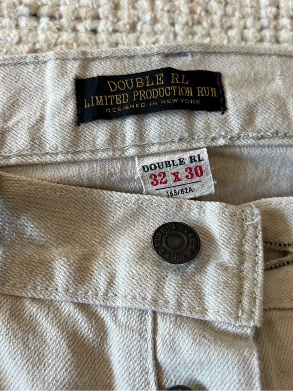 Ralph Lauren Double RL Slim Men’s Jeans in Light Beige/Stone 32x30 - Picture 5 of 7